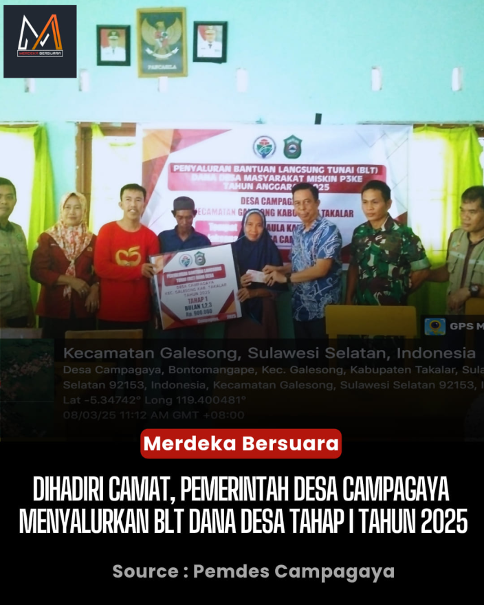 Pemerintah Desa Campagaya menyalurkan Bantuan Langsung Tunai (BLT) Dana Desa Tahap I Tahun Anggaran 2025